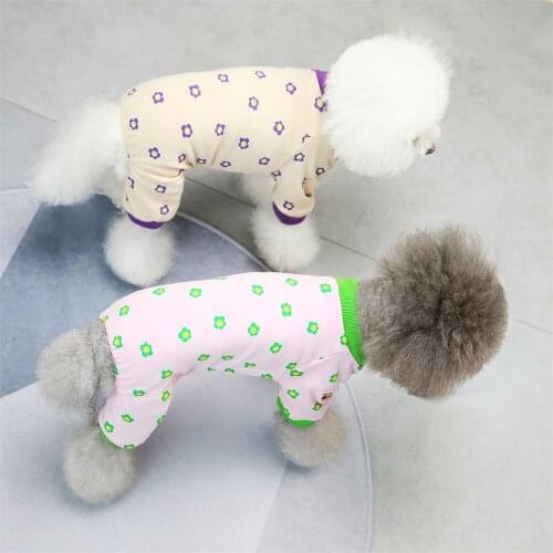 Dog Cat Flower Pattern Jumpsuit Pajamas Pet Puppy Tracksuit Cat Dog Nightshirt T-Shirt 5 Sizes 2 Colours