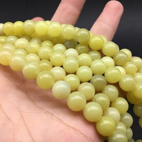 1 Strand Natural Lemon Jades Round Beads 4-12mm Charm Spacer Beads Findings Hand Made Earring Ornamental Accessories DIY Jewelry
