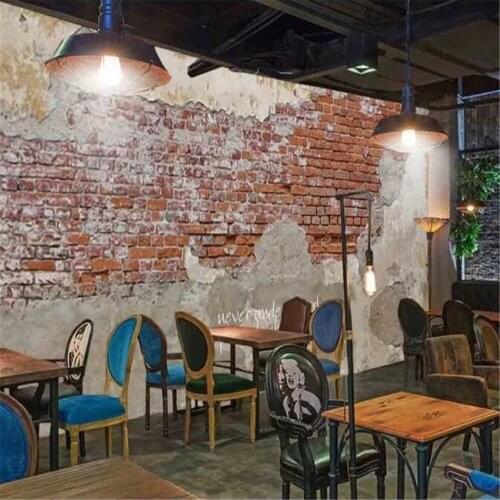 Milofi custom retro cement brick wall brick pattern cafe KTV restaurant tooling background wall painting wallpaper