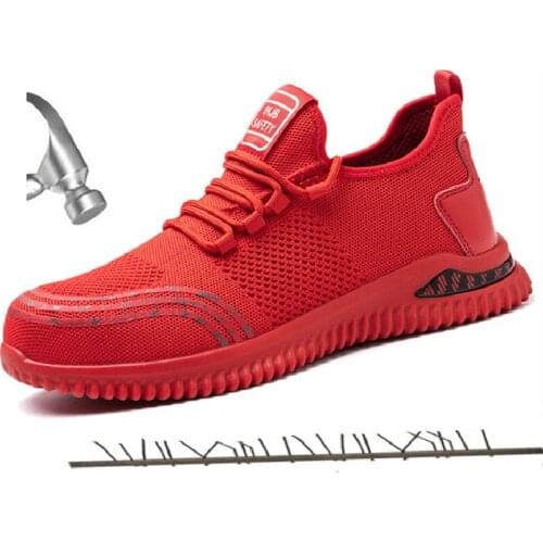 Men Safety Shoes Men Work Shoes AIR Mesh Indestructible Shoes Steel Cap Sneakers Puncture-Proof Breathable Light Work Boots