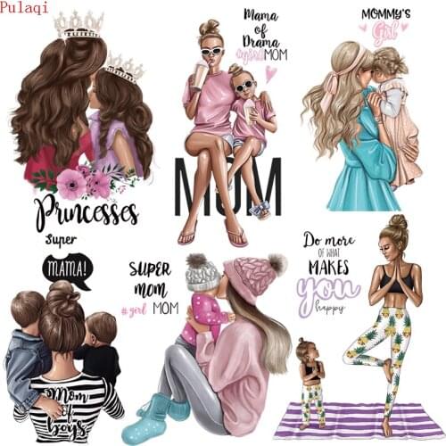 Pulaqi Mom Of Boys Cloth Patches T Shirt Women Clothing Sticker Iron On Accessory Heat Transfer Fashion Iron On Patches Washable