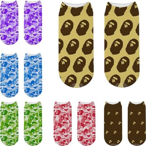 New Style Lucky Gorilla Ankle Socks Harajuku Halloween Skull Men cks Cotton Skeleton Gorilla Short Socks Monster Bats Socks