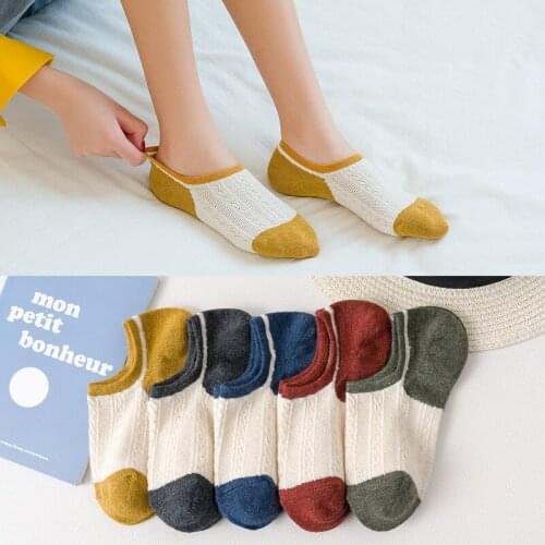 Fast Shipping 2020 New Arrival Slipper Invisible Patchwork Womens Short Socks Cotton No Show Socks For Women