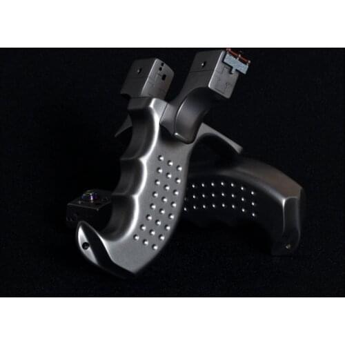 Newest Powerful outdoor hunting titanium alloy flat leather slingshot and optical fiber sight high precision shooting slingshot