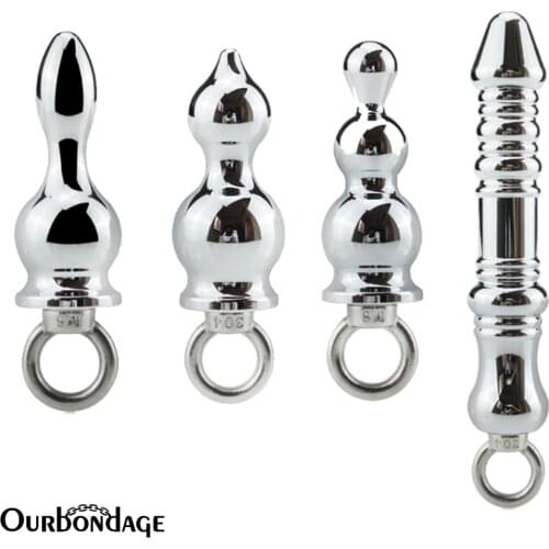 Ourbondage New 4 Type Alloy Top Grade Anal Plug Dilator Leash Butt Plug For Woman Men Gay Massager Fetish Stimulation Sex Toys