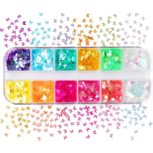 Candy Color Butterfly Nail Sequins Paillette Mixed Colors Nail Glitter 3D Flakes Slices Spangle Nail Art Accessories Manicure