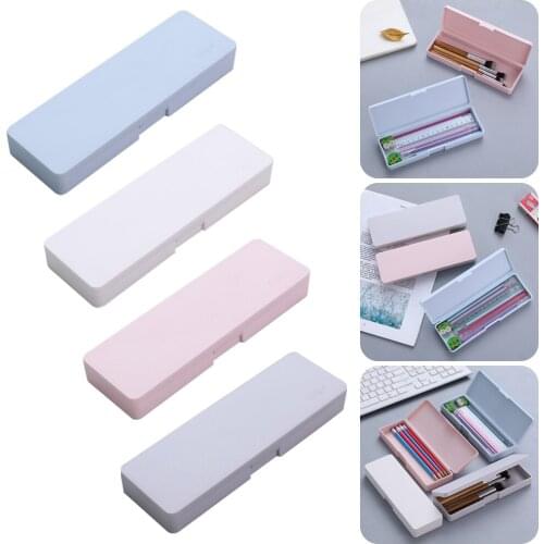 Plastic Pencils Pens Case Stationery Case Storage Box Organizer for School Office College Pencil Box for Students