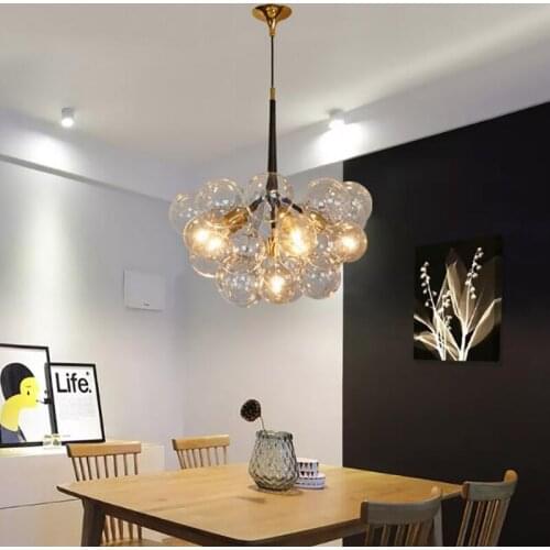 Post-modern creative living room Pendant Lights for Restaurant/hotel 9/12/18 heads transparent glass ball pendant lamp