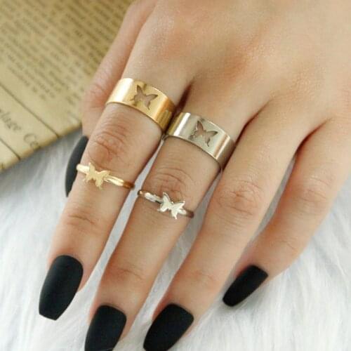 Simple Personality Dolphin Love Moon Star 2-piece Couple Ring
