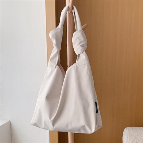 Simple Casual Women Nylon Shoulder Bag Large Capacity Female Tote Handbag Solid Color Lady Travel Purse Versatile Shopping Bags
