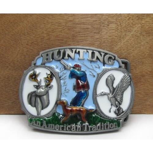 BuckleClub retro western deer hunting jeans gift belt buckle pewter finish FP-02591 for men 4cm width loop drop shipping