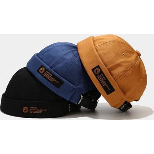 Adjustable Retro Sailor Cap Fashion Hip Hop Skullcap Men Brimless Beanie Hat Male Cotton Streetwear Caps Docker Truck Headwear