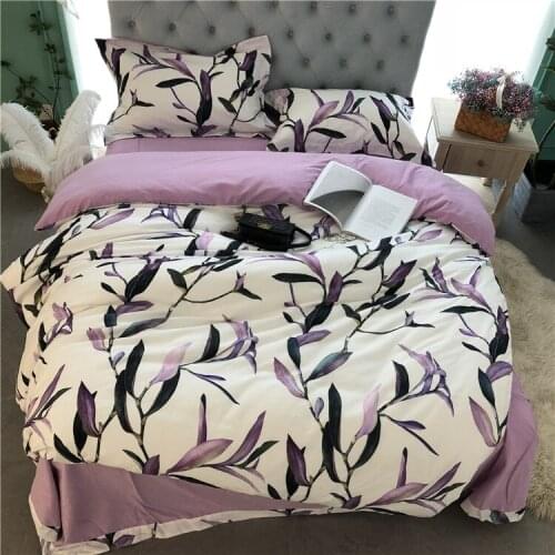 Luxury Leopard cotton Pastoral Printed Flower leaf Bedding sets Sanding Queen King Duvet cover Bed sheet set Pillowcase 4pcs