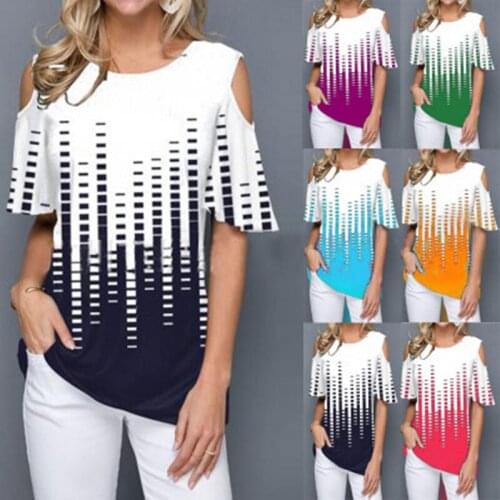 S-5XL Summer Womens Loose T-shirt XL Short Sleeve Printed Casual Top Tee Sexy Strapless O-neck Retro T-shirt Pullover Top