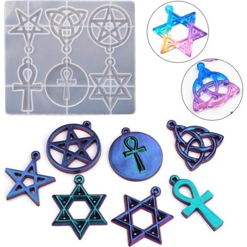 Resin Epoxy Material Silicone Mold Pentagram Six-pointed Star UV Glue Mold Decorative Craft Jewelry Making Epoxy Resin Molds