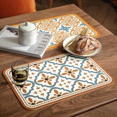 Leather Light Luxury Placemat Bowl Mat Household Anti-scalding and Heat-resistant Western Placemat Coaster Insulation Pad