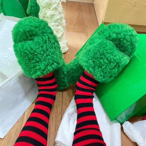 Slippers Women Luxury Artificial Fur Indoor Fur Slipper Women Fluffy Casual Platform Flat Shoes For Woman 2021 sapatos femininos