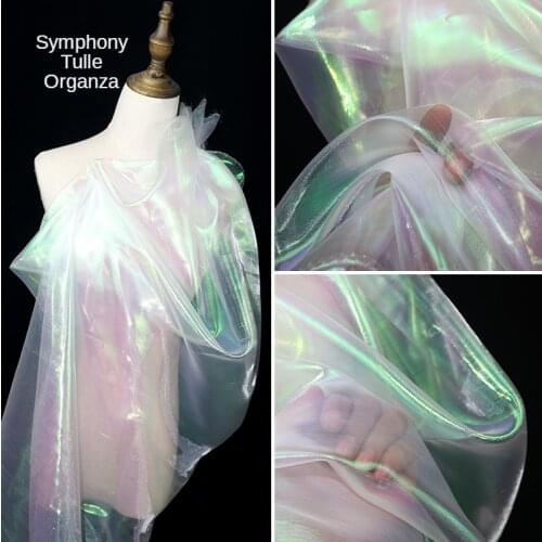 Organza Fabric Symphony Tulle By The Meter for Wedding Dress Sewing Yarn Laser Designer Cloth Transparent Mesh Per Yard White