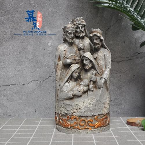 VINTAGE JESUS BIRTH MANGER GROUP CHARACTER DECORATION HOME GARDEN CHRISTMAS DECORATION CHURCH GIFT