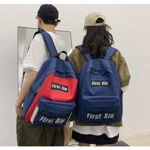 New Large Capacity Mens and Womens backpack Makeup Missed Lessons laptop bag Fashion Korean-Style Contrast Color Oxford