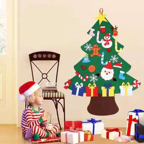 Felt Christmas Tree Kids DIY Christmas Decoration Tree Home Gift Christmas Ornaments Santa Claus Xmas Tree Party Decoration