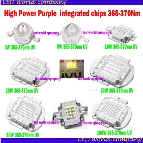 High Power UV Purple LED integrated chips 365-370Nm High Power COB Ultraviolet Lights 3/5/10/20/30/50/100Watt uv led chip
