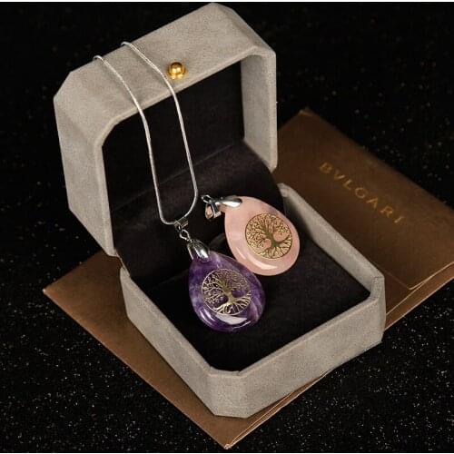 1PC Natural Gemstone Drop Shape Pendant Rose Quartz Crystal Point Opal Malachite Meditation Healing Crystal Party Gift