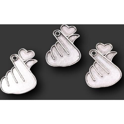 10pcs Silver Plated Gesture Shape is Better than Love Heart Pendant DIY Charms Hip Hop Necklace Bracelet Metal Accessories A350