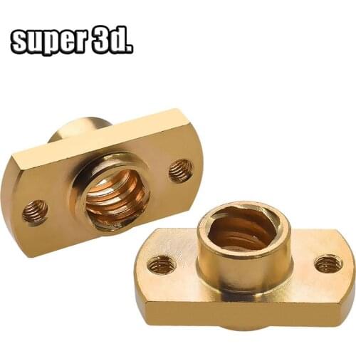2pcs /lot T8 lead screw nut Pitch 2mm Lead 8mm Brass T8x8mm Flange Lead Screw Nut for CNC Parts 3D Printer Accessories