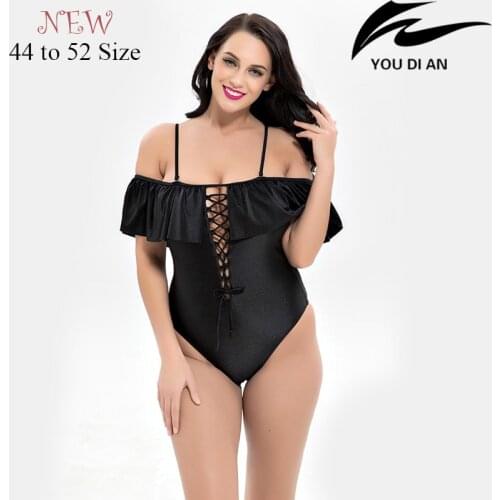 2018 solid one piece swimsuit plus size swimwear Russian swim suit large size swimming suit big size beachwear 44 to 52 size
