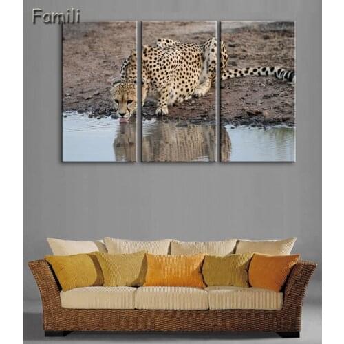 3Pcs Living room home wall decoration fabric poster animal Cheetah spots predator canvas painting animal printing wall pictures