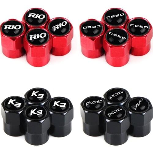 4pcs Car-Styling Wheel Tire Valves Tyre Air Caps Case Car sticker For KIA RIO CEED PICANTO K3 Accessories
