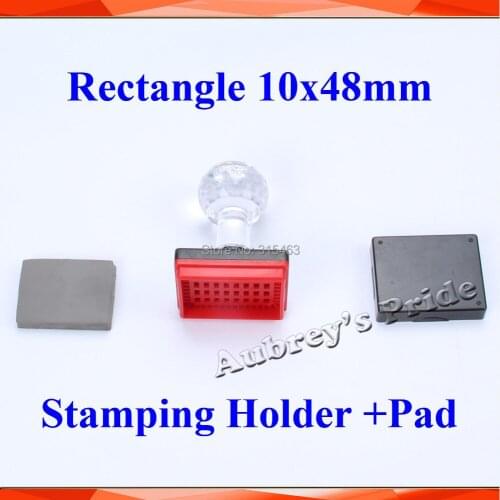 5Pcs Rectangle 10x48mm Holder Stamp Shell with Rubber Pad Flash Stamp Machine Selfinking Stamping