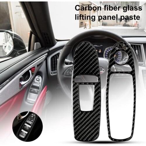 Carbon fiber car window control panel sticker for Infiniti Q60 left drive Interior Stickers Детали экстерьера car accessories