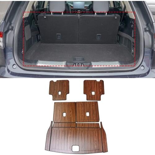 For Lincoln Aviator 2019-2021 Car Accessories Rear Trunk Mats Cargo Liner Set Synthetic Wood Tray Wooden Pad Boot Mat Carpets