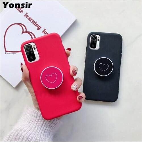 Note10 Love Heart Stand Phone Holder Case For Xiaomi Redmi Note 10 4G Silicone Back Cover For Redmi Note 10 Pro Cases