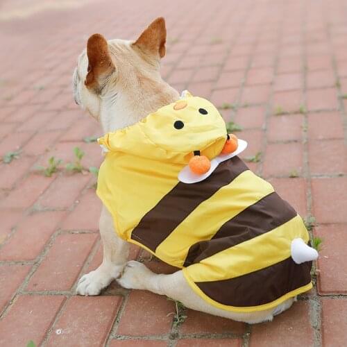 Yellow Bee Dog Raincoat For French Bulldog Terrier Waterproof Hoodie Jacket For Small Medium Dogs Chihuahua Pug Dachshund Poodle