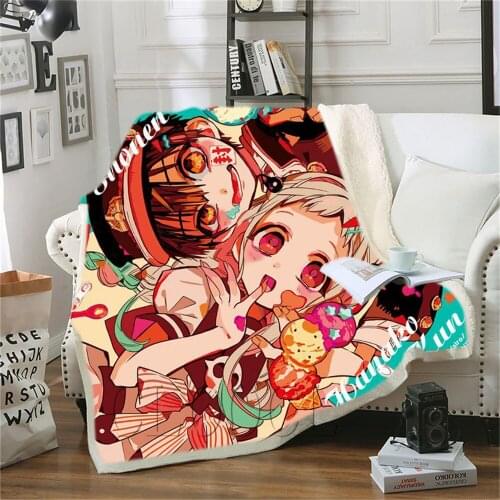 Double Layer Blanket Japan Anime Toilet-Bound Hanako-kun Printed Adult Kid Quilt for Bed Cover Sofa Travel Office Throw Blanket