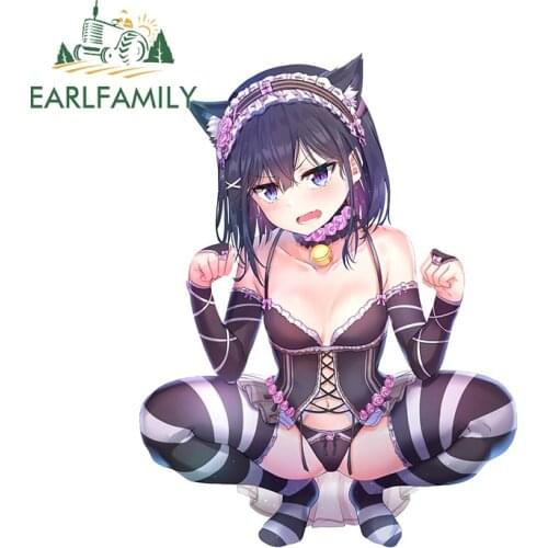 EARLFAMILY 13cm x 9.8cm for Cute Anime Girl Car Sticker Occlusion Scratch Decal Creative Air Conditioner Sunscreen Car Styling