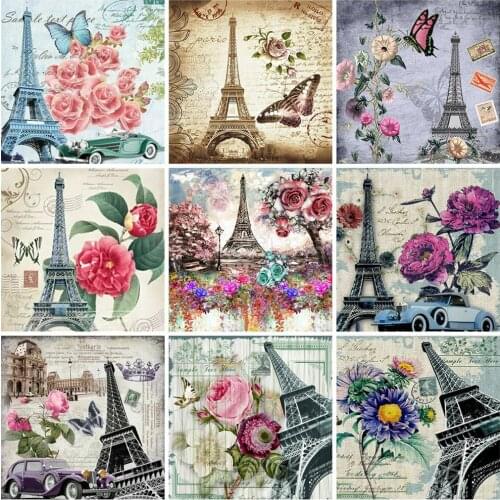 EverShine Diamond Painting Full Square Iron Tower Diamond Embroidery Sale Landscape Cross Stitch Rhinestones Art Home Decor