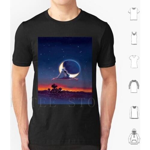 Couple On A Magic Carpet T Shirt Men Cotton 6Xl Womens Men Princess Prince Carpet Magic Castle Moon Night Togetherness Lovers