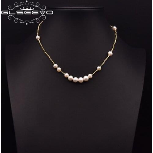 GLSEEVO Natural Freshwater Pearl Fashion Clavicle Chain Womens Birthday Simple Luxury Necklace Jewelry GN0299