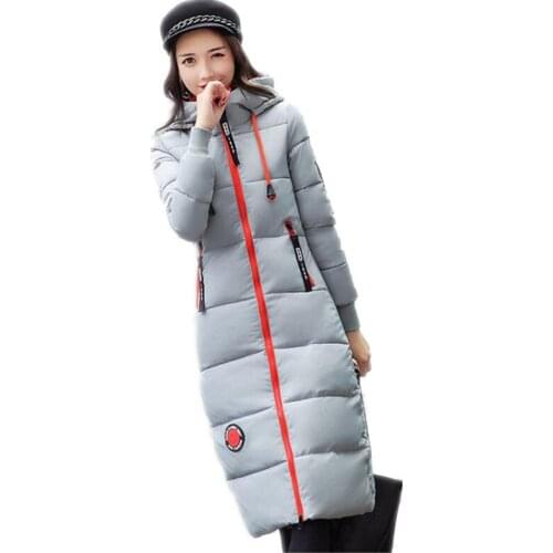 Hot Sale 3D-Epaulet Winter Women Long Parkas 2018 Female Hooded Down Cotton Jacket Women Long Sleeve Padded Slim Coats MujerQ576