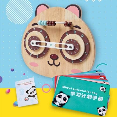 Toys for kids 2 to 4 years old learning math Panda Digital Turntable Wooden Count Numbers Math Matching Digital Shape Puzzle Toy