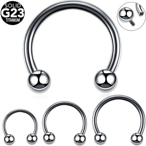 100% G23 Titanium Internally Thread Ball Horseshoe Rings Piercing Ear Tragus Eyebrow Lip Ring Nose Hoop Septum Jewelry