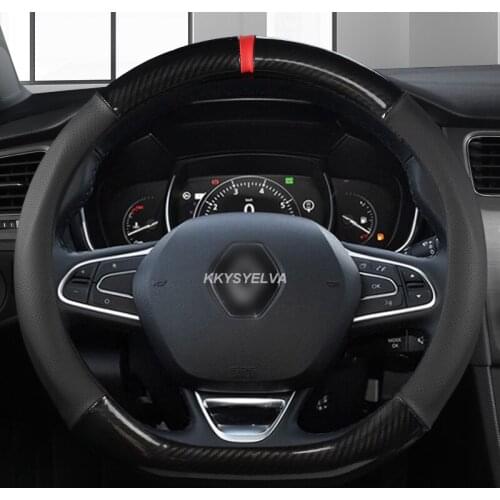 Leather Steering Wheel Cover for Renault Clio Megane Alaskan Talisman Kadjar Kaptur Koleos Scenic Symbol Sandero Duster Fluence
