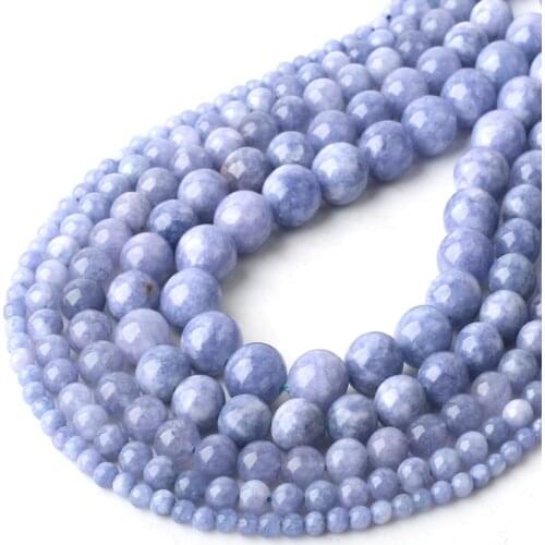 Wholesale Natural Stone Chalcedony Jades Beads Round Loose Spacer Beads DIY Handmade Bracelets For Jewelry Making 4 6 8 10 12mm