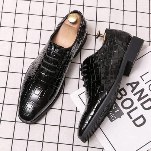 Mens PU Leather Oxford Shoes Lace Up Wedding Office Dress Shoes Big Size Men Moccasins Casual Footwear