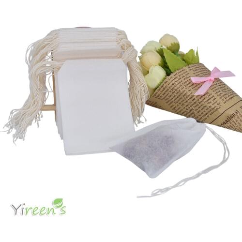 Wholesale! 10000pcs 50 X 70mm Empty tea bag, Double drawstring tea filters, Disposable Filter paper bags, strings Herb bags