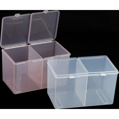 Nail Art Plastic Clear Organizer Container Gel Polish Remover Cleaning Cotton Pad Swab Box Storage Case Accessories Tool